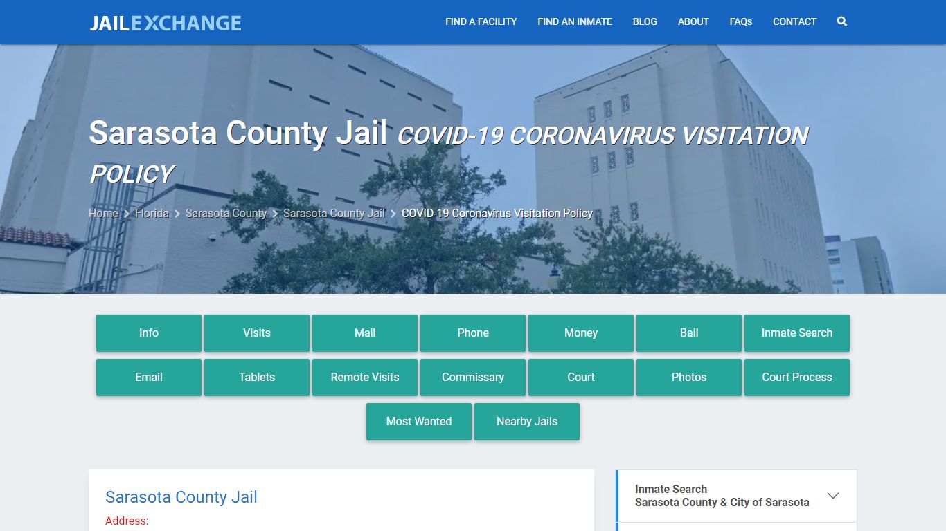 Sarasota County Jail COVID-19 Coronavirus Visitation Policy - Jail Exchange